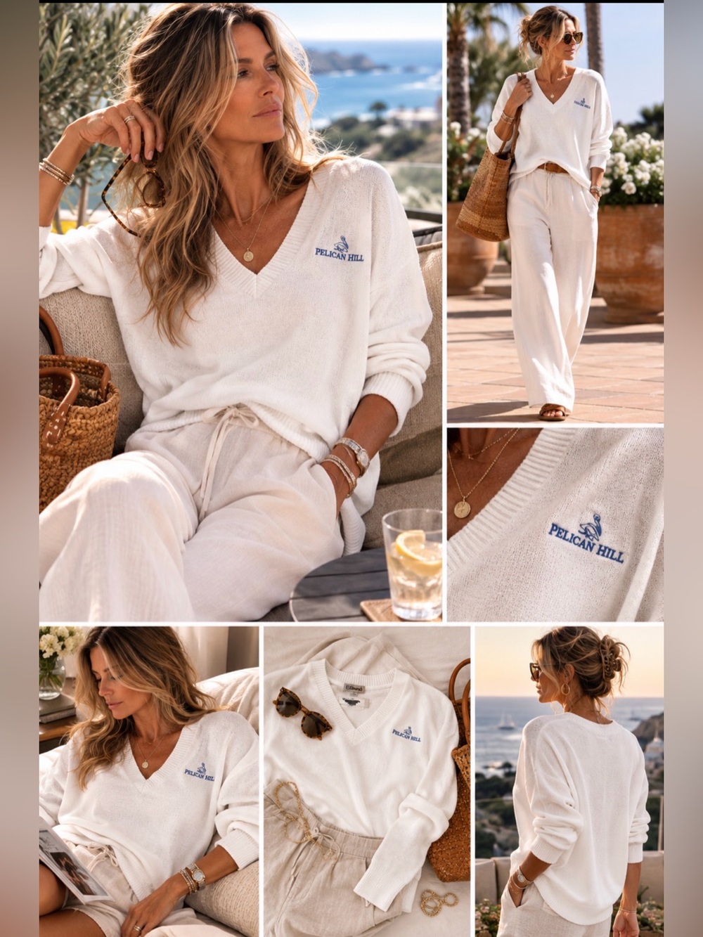 Pelican Hill resort White V-Neck Golf Sweater - Picture 5 of 5